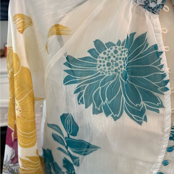 Floral sheer Button-Up Blouse - Multicolor - Picture 4 of 6